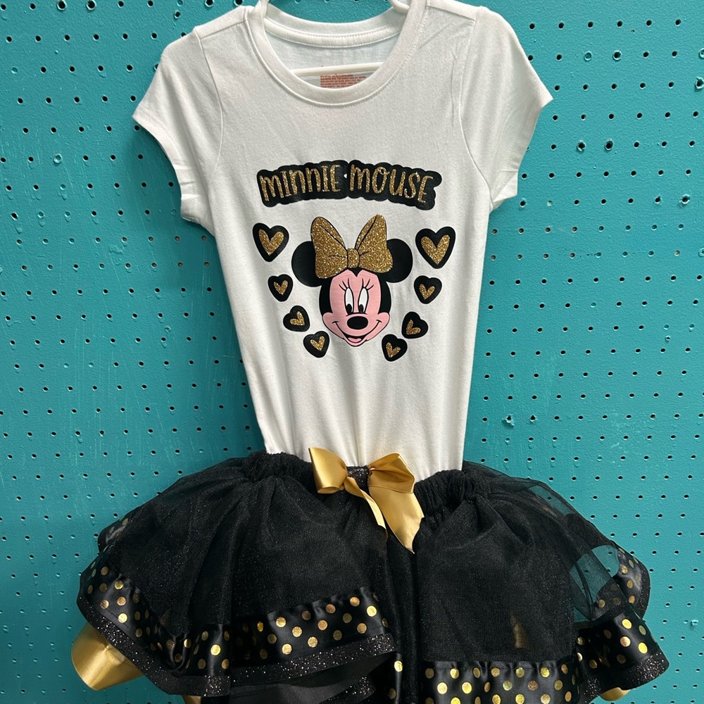 Cat & Jack Minnie Mouse Costume with Gold and Black Tutu Size 4/5